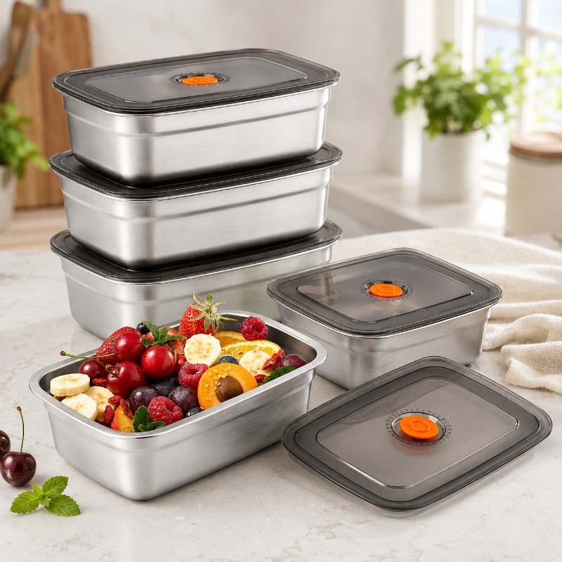 Meal Prep Freezer - Stainless Steel Large Capacity Bento Box